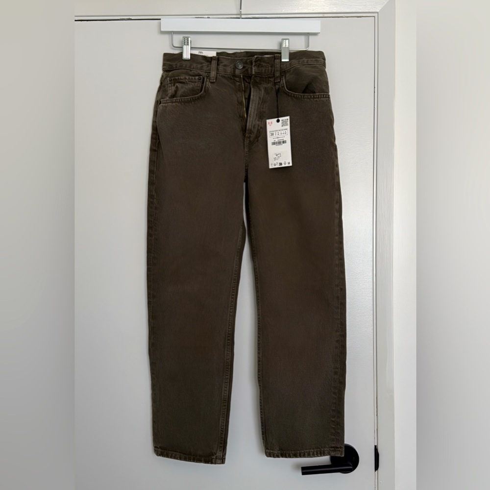 ZARA Antique Olive cropped jeans NEW